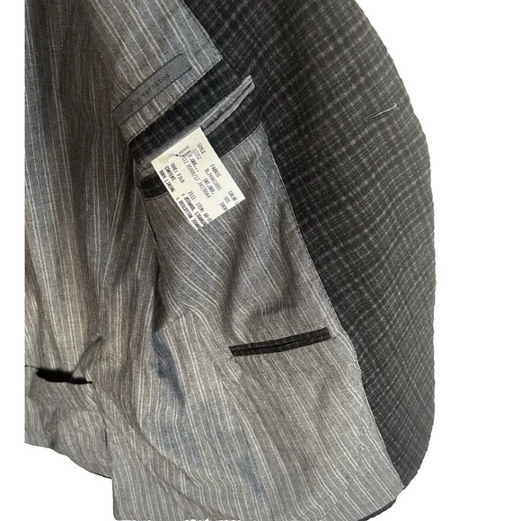 John Varvatos Austin Jacket Black/Gray Texture Plaid Wool/Angora Sz Italy 48 NWT - Picture 7 of 16